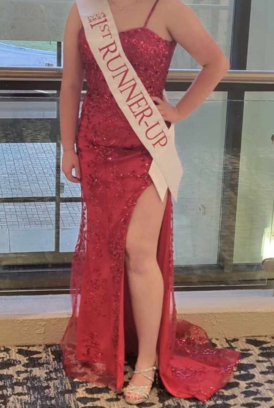 Clarisse Red Long Sequin High Slit Pageant Homecoming Formal Red Dress 6